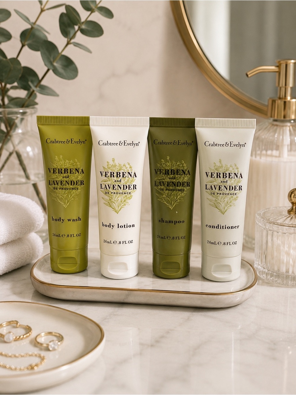 Crabtree & Evelyn Verbena & Lavender Travel Set | Body Care Toiletries Bundle
